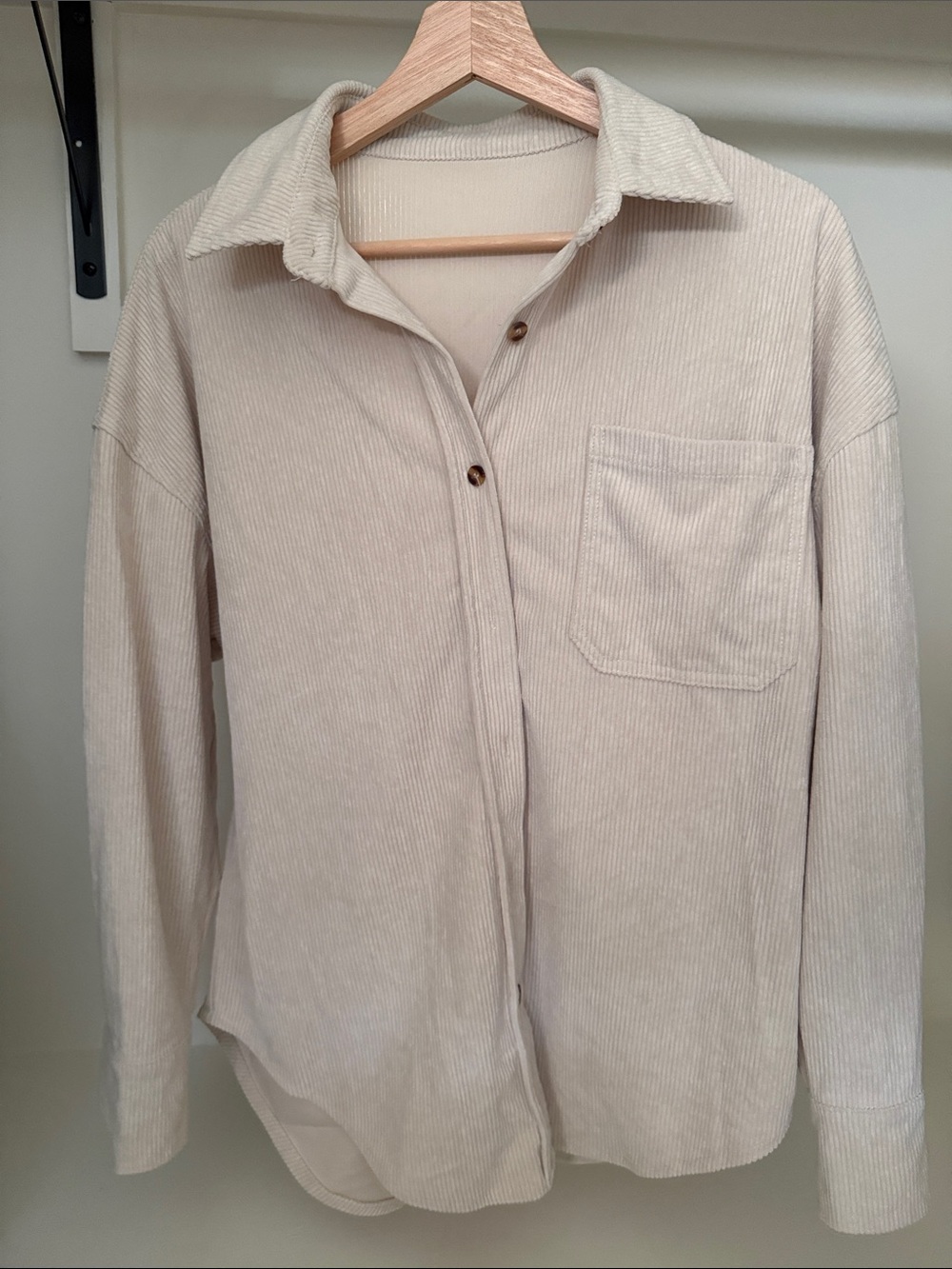 Women's Cream Corduroy Button-Up Shirt